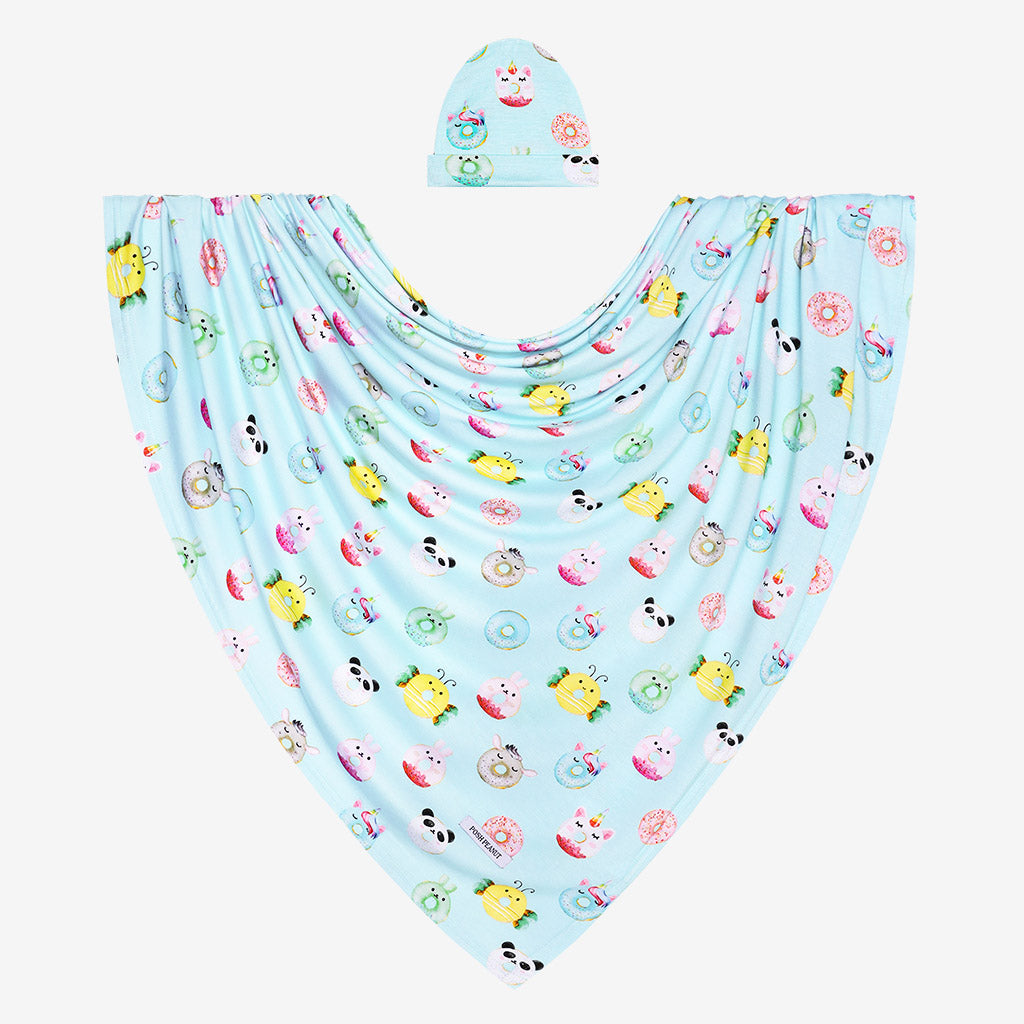 Donuts Swaddle & Beanie Set