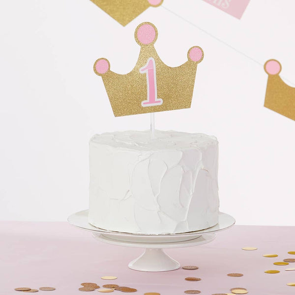 1st Birthday Milestone Photo Banner & Cake Topper - Princess