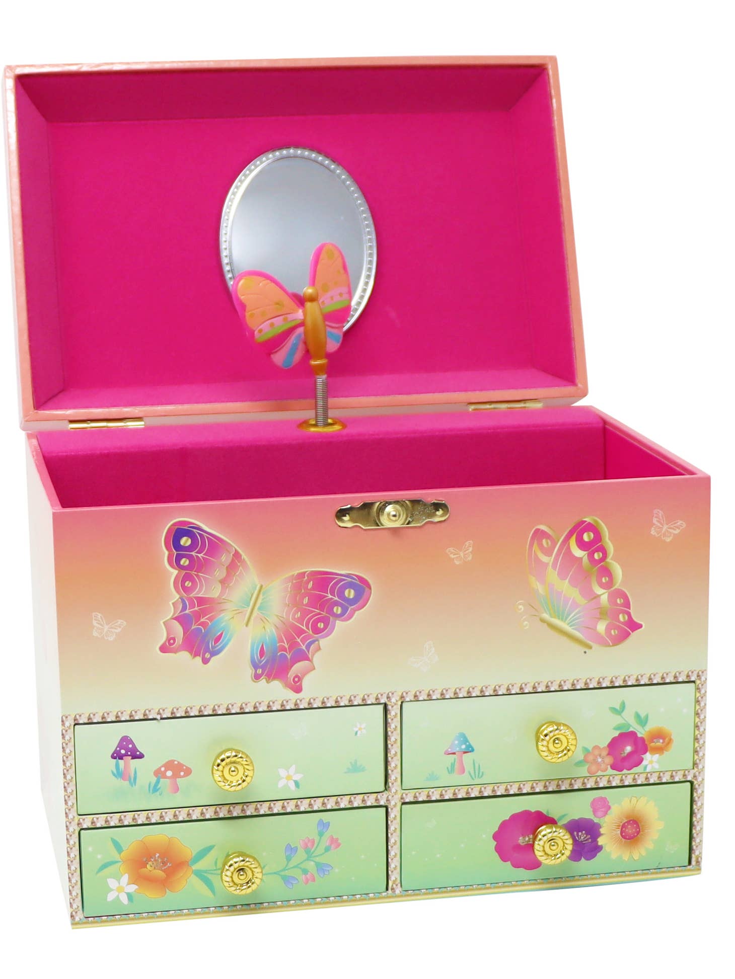 Rainbow Butterfly Musical Jewelry Box - Medium