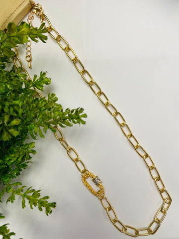 Rhinestone Link Gold Collar Necklace