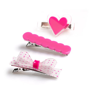 Combo Bow Pink Tie Clips & Clips