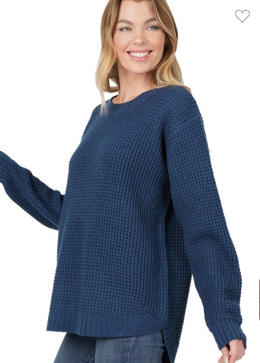 Waffle Sweater in UK Blue
