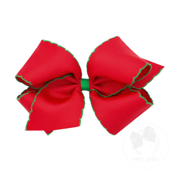 Red & Green Moonstitch Medium Bow
